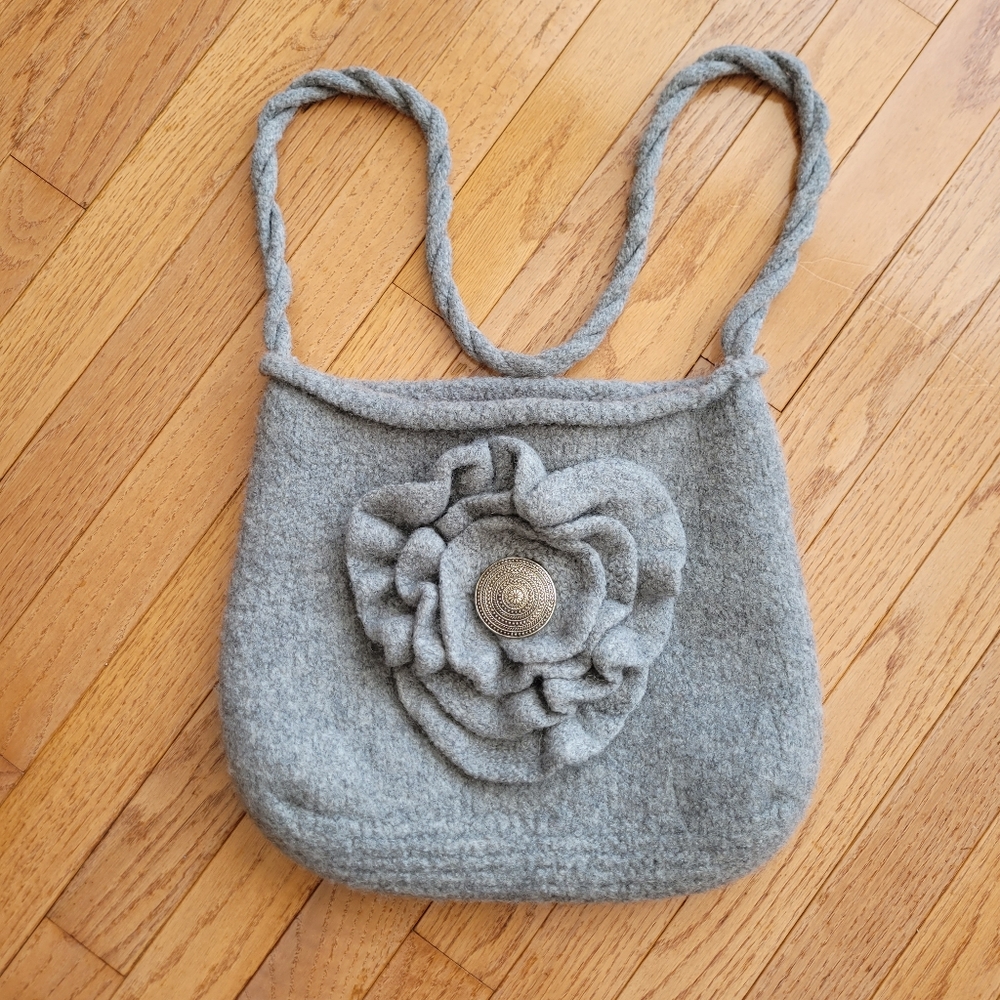 Tote Bag Felted Boiled Wool Crossbody Shoulder Bag